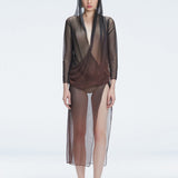 Caroline Hu - Rosie Black Optical Long Sleeve Maxi Dress | Moeva | Beachwear Dresses | Each week unveils new pieces—luxury swimwear, fluid resort silhouettes, and elevated summer-to-evening essentials designed to carry you from coastal escapes to city nights.