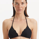 Sarita Black Triangle Wave Textured Bikini Top | Moeva | Bikini Top | Each week unveils new pieces—luxury swimwear, fluid resort silhouettes, and elevated summer-to-evening essentials designed to carry you from coastal escapes to city nights.