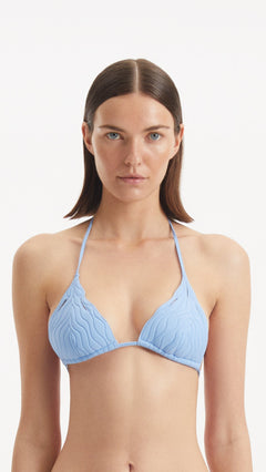 Sarita Baby Blue Triangle Wave Textured Bikini Top | Moeva | Bikini Top | Each week unveils new pieces—luxury swimwear, fluid resort silhouettes, and elevated summer-to-evening essentials designed to carry you from coastal escapes to city nights.
