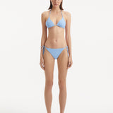 Sarita Baby Blue Triangle Wave Textured Bikini Top | Moeva | Bikini Top | Each week unveils new pieces—luxury swimwear, fluid resort silhouettes, and elevated summer-to-evening essentials designed to carry you from coastal escapes to city nights.