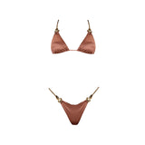 Selena Gold Chain Mid-Coverage Brown Satin Bikini Bottom | Moeva | Bikini Bottom | Each week unveils new pieces—luxury swimwear, fluid resort silhouettes, and elevated summer-to-evening essentials designed to carry you from coastal escapes to city nights.