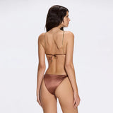 Selena Gold Chain Mid-Coverage Brown Satin Bikini Bottom | Moeva | Bikini Bottom | Each week unveils new pieces—luxury swimwear, fluid resort silhouettes, and elevated summer-to-evening essentials designed to carry you from coastal escapes to city nights.