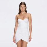 Solea White Satin Mini Dress with Gold Chain Strap Detail | Moeva | Dress | Each week unveils new pieces—luxury swimwear, fluid resort silhouettes, and elevated summer-to-evening essentials designed to carry you from coastal escapes to city nights.