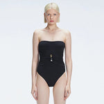 Ursula Black Bandeau Swimsuit | Moeva | Swimsuit | Each week unveils new pieces—luxury swimwear, fluid resort silhouettes, and elevated summer-to-evening essentials designed to carry you from coastal escapes to city nights.