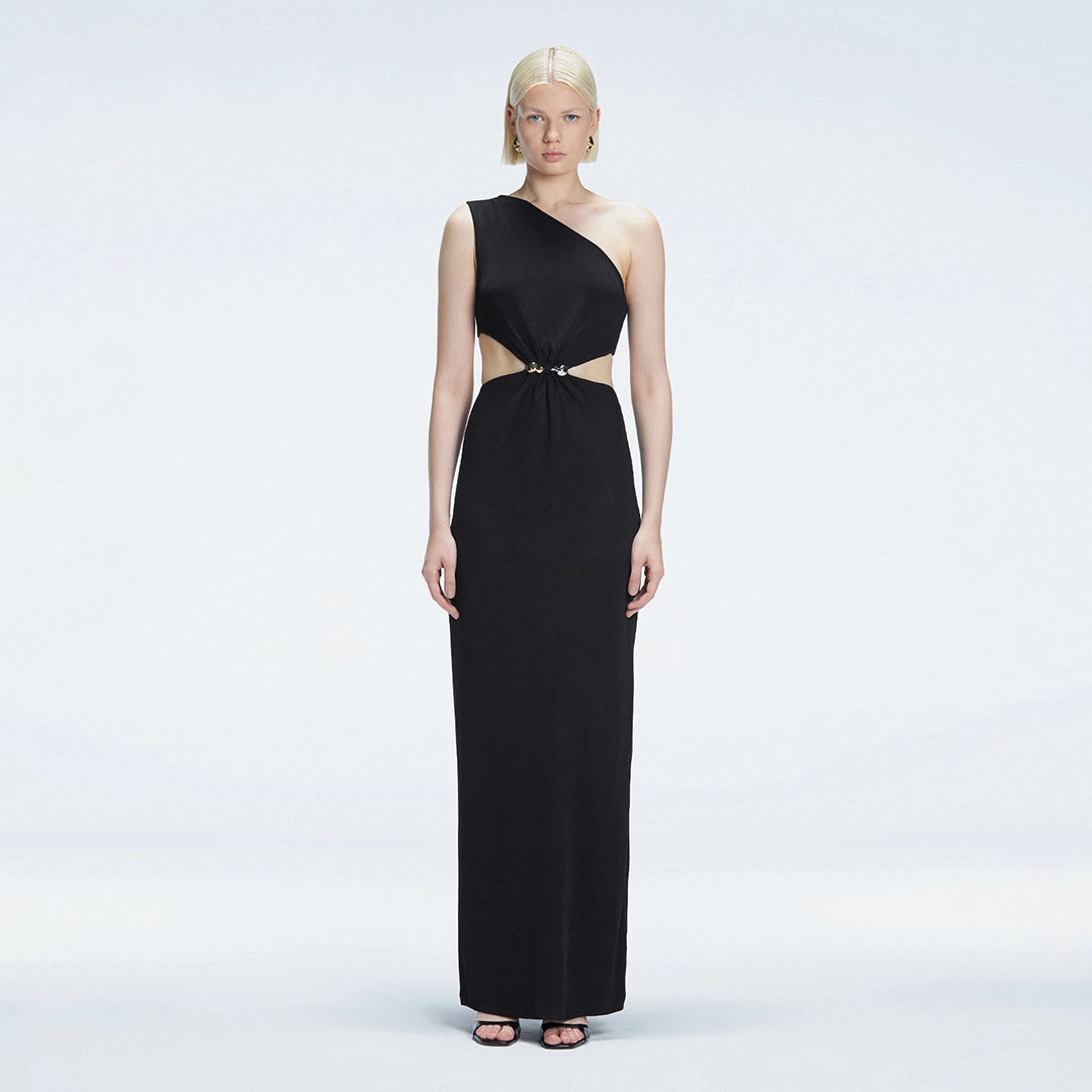 Violet Black One-Shoulder Textured Maxi Dress with Cut-Out Detail | Moeva | Dress | Each week unveils new pieces—luxury swimwear, fluid resort silhouettes, and elevated summer-to-evening essentials designed to carry you from coastal escapes to city nights.