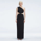 Violet Black One-Shoulder Textured Maxi Dress with Cut-Out Detail | Moeva | Dress | Each week unveils new pieces—luxury swimwear, fluid resort silhouettes, and elevated summer-to-evening essentials designed to carry you from coastal escapes to city nights.