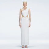 Violet White One-Shoulder Textured Maxi Dress with Cut-Out Detail | Moeva | Dress | Each week unveils new pieces—luxury swimwear, fluid resort silhouettes, and elevated summer-to-evening essentials designed to carry you from coastal escapes to city nights.