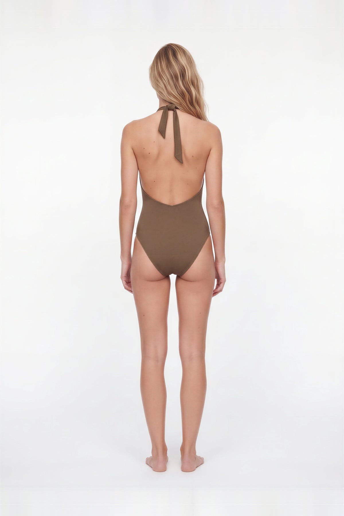 Virella Plunge Neck Bonded Nude-Black Swimsuit