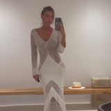 Şeyma Subaşı - Elba White Long Sleeve Knit Fringe Maxi Dress | Moeva | Dress | Each week unveils new pieces—luxury swimwear, fluid resort silhouettes, and elevated summer-to-evening essentials designed to carry you from coastal escapes to city nights.