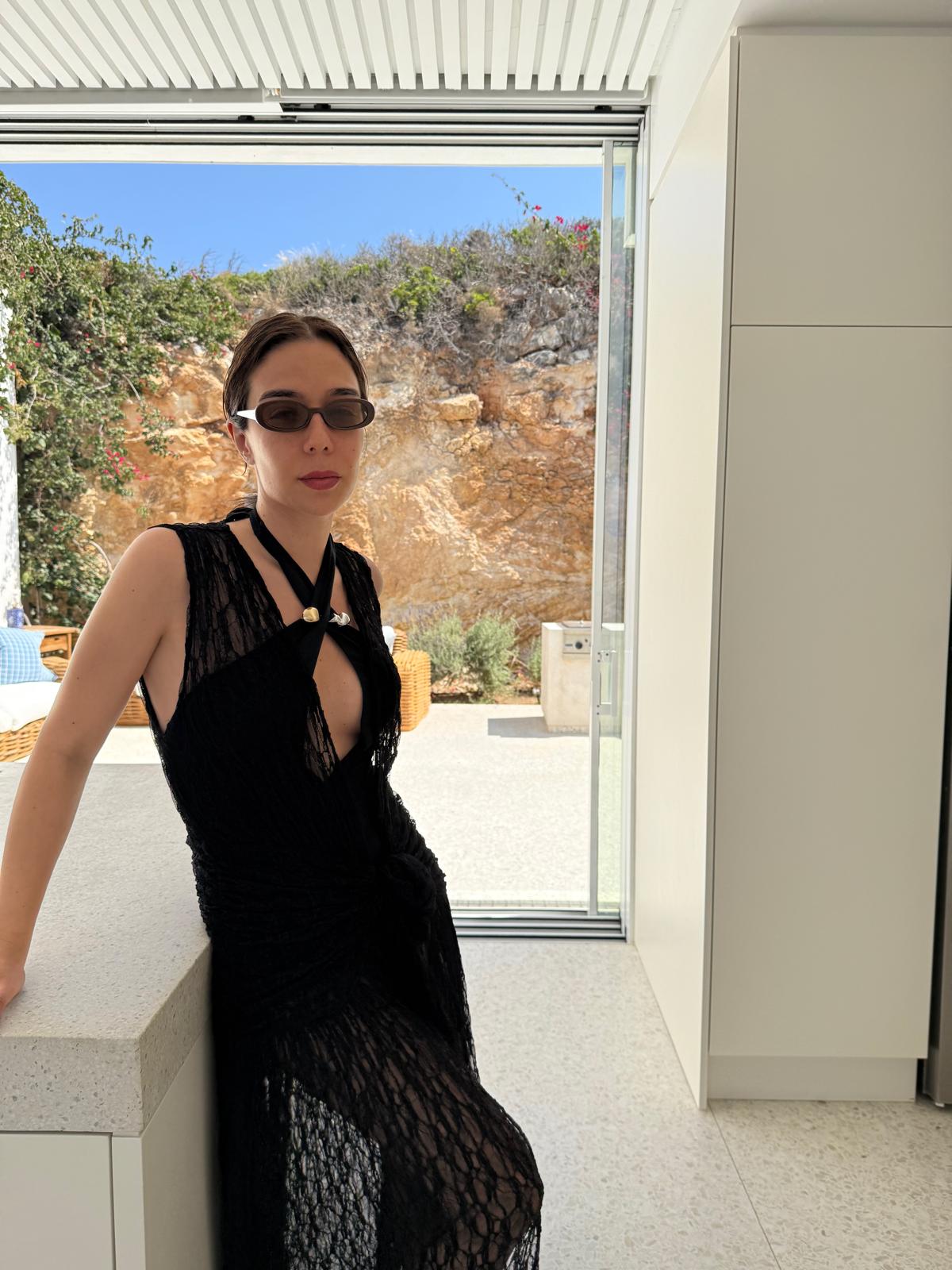 Meredith Black Halter High Waist Satin Bikini Set And Aveline Black Sleeveless Lace Maxi Kaftan | Moeva | Beachwear Dresses | Each week unveils new pieces—luxury swimwear, fluid resort silhouettes, and elevated summer-to-evening essentials designed to carry you from coastal escapes to city nights.