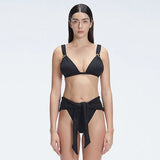 Zella Shiny Black Triangle Mid Coverage Solid Bikini Sets | Moeva | Bikini Set | Each week unveils new pieces—luxury swimwear, fluid resort silhouettes, and elevated summer-to-evening essentials designed to carry you from coastal escapes to city nights.