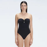 Zephyrine Black Bandeau Swimsuit | Moeva | Swimsuit | Each week unveils new pieces—luxury swimwear, fluid resort silhouettes, and elevated summer-to-evening essentials designed to carry you from coastal escapes to city nights.