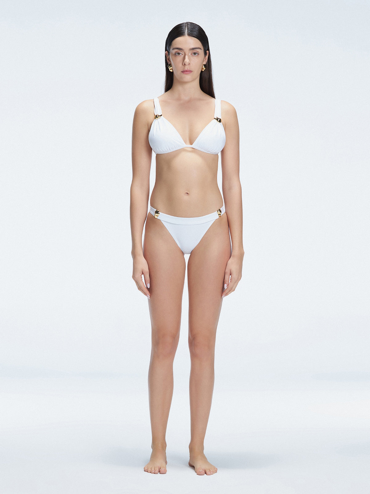 Zella White Triangle Solid Bikini Top | Moeva | Bikini Top | Each week unveils new pieces—luxury swimwear, fluid resort silhouettes, and elevated summer-to-evening essentials designed to carry you from coastal escapes to city nights.