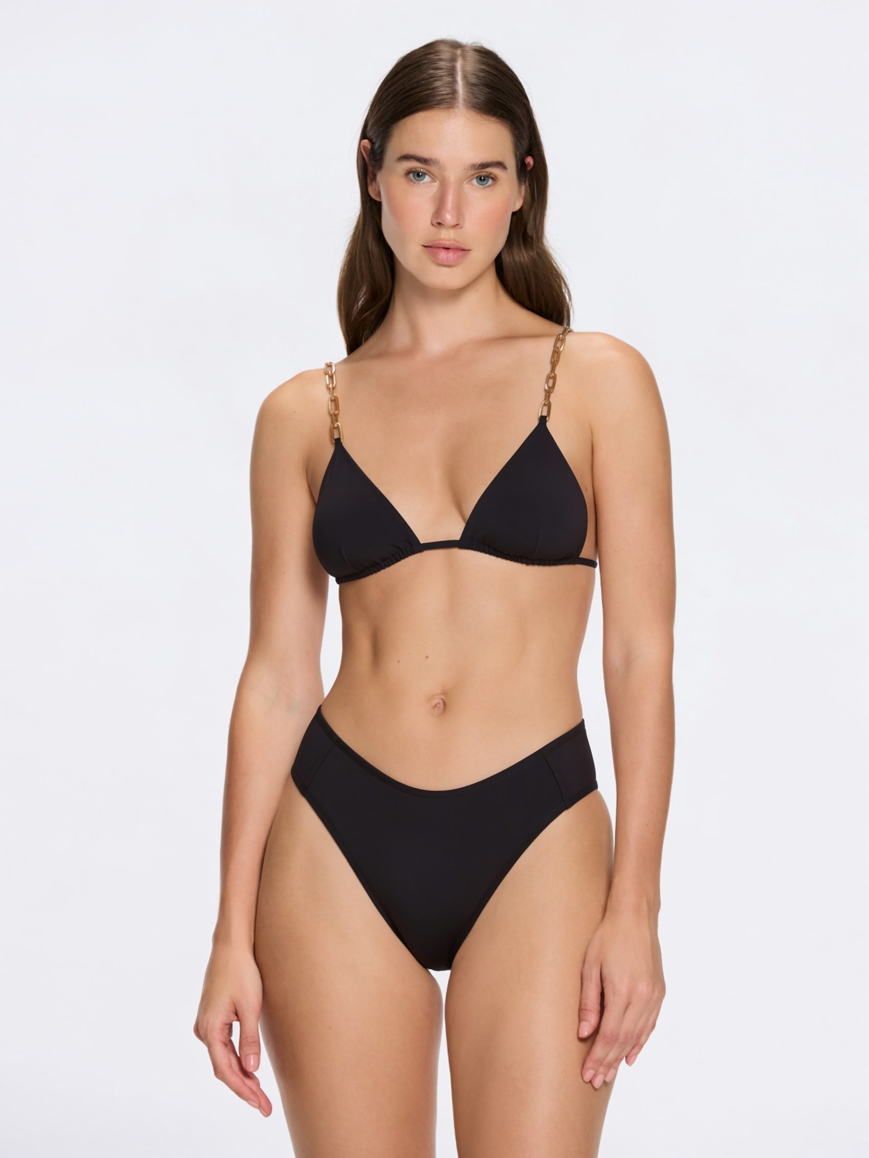 Como Black Triangle High Waist Solid Bikini Set | Moeva | Bikini Set | Each week unveils new pieces—luxury swimwear, fluid resort silhouettes, and elevated summer-to-evening essentials designed to carry you from coastal escapes to city nights.