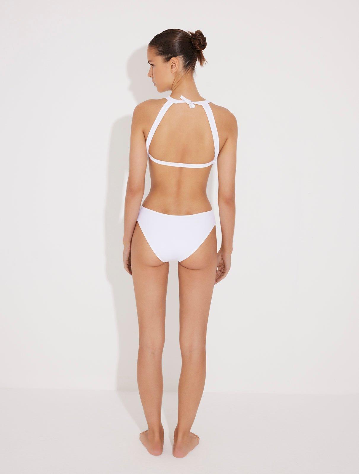 Rosie Huntington Whiteley - Jolanda White Halter Swimsuit | Moeva | Swimsuit | Each week unveils new pieces—luxury swimwear, fluid resort silhouettes, and elevated summer-to-evening essentials designed to carry you from coastal escapes to city nights.