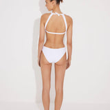Rosie Huntington Whiteley - Jolanda White Halter Swimsuit | Moeva | Swimsuit | Each week unveils new pieces—luxury swimwear, fluid resort silhouettes, and elevated summer-to-evening essentials designed to carry you from coastal escapes to city nights.
