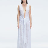 Natalie Lim Suarez-Aveline White Sleeveless Lace Maxi Kaftan | Moeva | Beachwear Dresses | Each week unveils new pieces—luxury swimwear, fluid resort silhouettes, and elevated summer-to-evening essentials designed to carry you from coastal escapes to city nights.