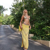 Sevval Sahin - Mimi Yellow Knit Sleeveless Maxi Dress | Moeva | Dress | Each week unveils new pieces—luxury swimwear, fluid resort silhouettes, and elevated summer-to-evening essentials designed to carry you from coastal escapes to city nights.