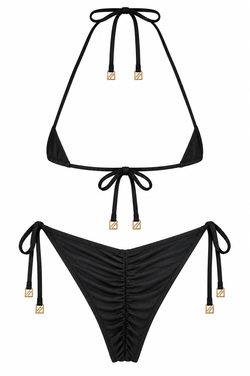 Thalisse Black-White Triangle Top & Side Tie Cheeky Bikini Set by Moeva | Bikini Set from MOEVA's luxury swimwear and resortwear collection, perfect for beach days, resort escapes and summer styling.