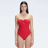Zephyrine Red Bandeau Swimsuit | Moeva | Swimsuit | Each week unveils new pieces—luxury swimwear, fluid resort silhouettes, and elevated summer-to-evening essentials designed to carry you from coastal escapes to city nights.