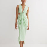 Adelice Mint Green V-Neck Maxi Dress with Front Slit | Moeva | Dress | Each week unveils new pieces—luxury swimwear, fluid resort silhouettes, and elevated summer-to-evening essentials designed to carry you from coastal escapes to city nights.
