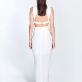 Adelice White V-Neck Maxi Dress with Front Slit | Moeva | RTW Dresses | Each week unveils new pieces—luxury swimwear, fluid resort silhouettes, and elevated summer-to-evening essentials designed to carry you from coastal escapes to city nights.