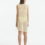 Adora Yellow Sheer Sleeveless Asymmetric Dress with Gold Button Detail | Moeva | Dress | Each week unveils new pieces—luxury swimwear, fluid resort silhouettes, and elevated summer-to-evening essentials designed to carry you from coastal escapes to city nights.