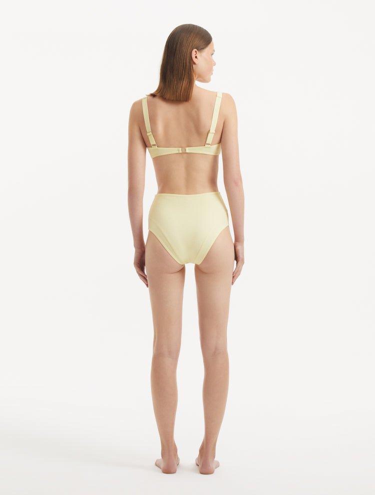 Adva Yellow High Waist Textured Bikini Bottom | Moeva | Bikini Bottom | Each week unveils new pieces—luxury swimwear, fluid resort silhouettes, and elevated summer-to-evening essentials designed to carry you from coastal escapes to city nights.
