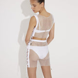Alejandra White Rhinestone Details Mesh Top and Skirt Set | Moeva | Set | Each week unveils new pieces—luxury swimwear, fluid resort silhouettes, and elevated summer-to-evening essentials designed to carry you from coastal escapes to city nights.