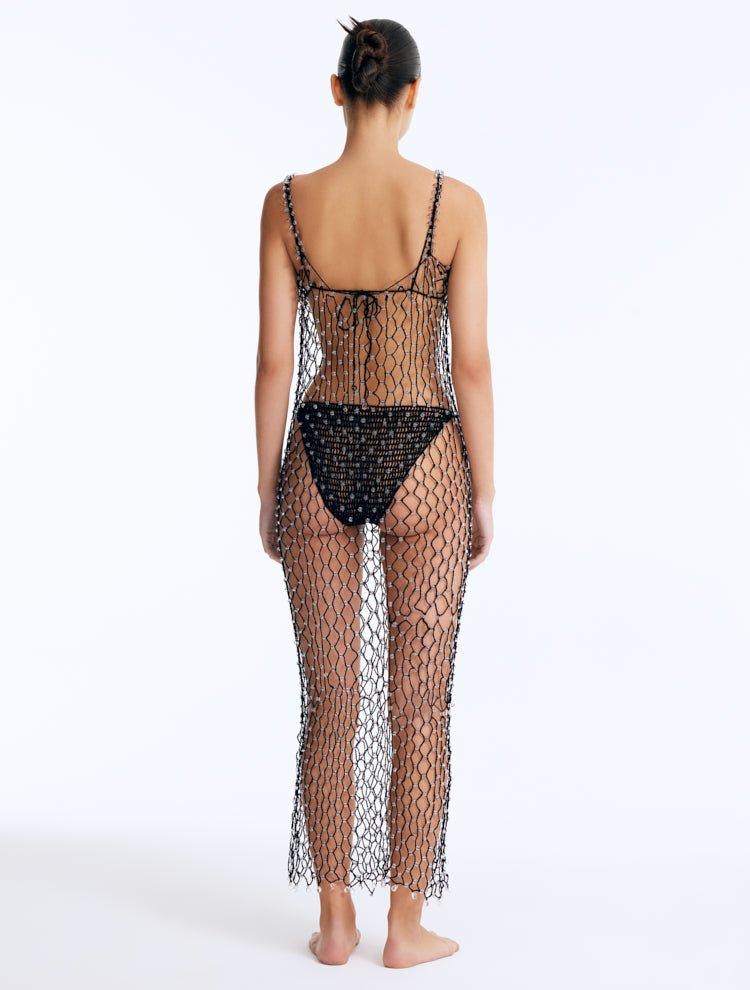 Aliana Black Macrame Net Maxi Dress with Glass Bead Details | Moeva | Beachwear Dresses | Each week unveils new pieces—luxury swimwear, fluid resort silhouettes, and elevated summer-to-evening essentials designed to carry you from coastal escapes to city nights.