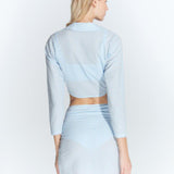 Antonia Gingham Baby Blue High-Waist Wrap Mini Skirt | Moeva | Skirt | Each week unveils new pieces—luxury swimwear, fluid resort silhouettes, and elevated summer-to-evening essentials designed to carry you from coastal escapes to city nights.