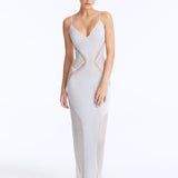 Azalea Silver Knitted Maxi Dress with Side Mesh Panels | Moeva | RTW Dresses | Each week unveils new pieces—luxury swimwear, fluid resort silhouettes, and elevated summer-to-evening essentials designed to carry you from coastal escapes to city nights.
