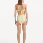 Baia Yellow Bandeau Textured Bikini Top | Moeva | Bikini Top | Each week unveils new pieces—luxury swimwear, fluid resort silhouettes, and elevated summer-to-evening essentials designed to carry you from coastal escapes to city nights.