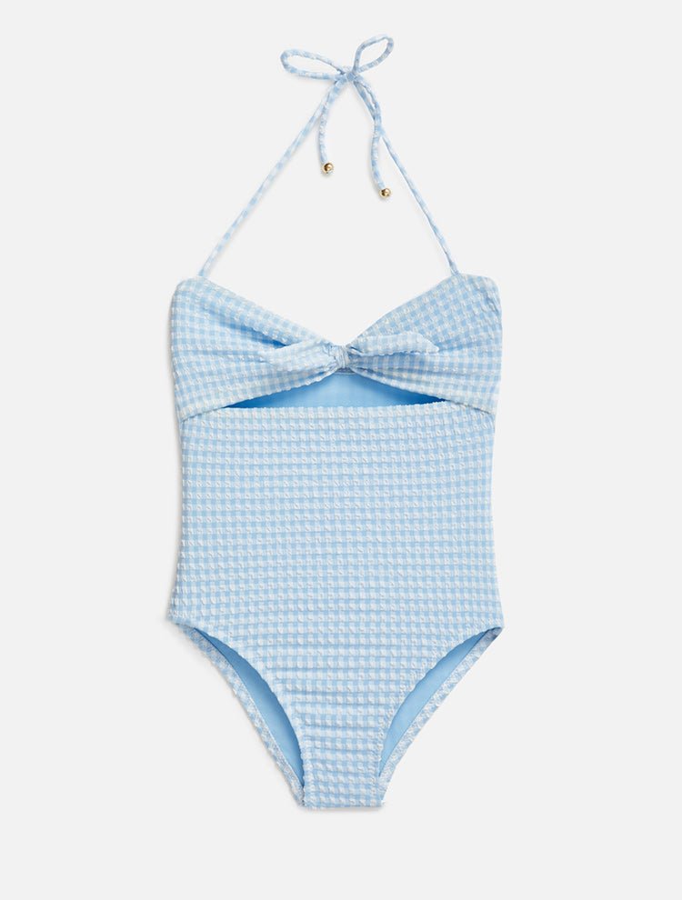 Blossom Gingham Baby Blue Kids Swimwuit -Swimsuit Moeva