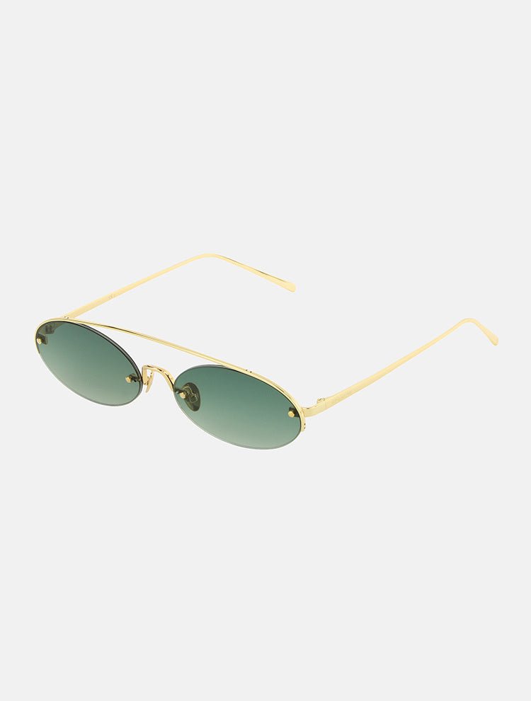 Boccioni Green Oval Shaped Sunglasses With Gold Double Bridge -Women Sunglasses Moeva