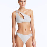 Calix Silver Mid Coverage Bikini Bottom | Moeva | Bikini Bottom | Each week unveils new pieces—luxury swimwear, fluid resort silhouettes, and elevated summer-to-evening essentials designed to carry you from coastal escapes to city nights.
