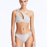 Calix Silver One Shoulder Bikini Top | Moeva | Bikini Top | Each week unveils new pieces—luxury swimwear, fluid resort silhouettes, and elevated summer-to-evening essentials designed to carry you from coastal escapes to city nights.