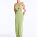 Calla Green Knitted U-Wire Maxi Dress with Cut-Outs | Moeva | RTW Dresses | Each week unveils new pieces—luxury swimwear, fluid resort silhouettes, and elevated summer-to-evening essentials designed to carry you from coastal escapes to city nights.