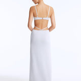 Catarina Lovchikova - Calla Silver Knitted U-Wire Maxi Dress with Cut-Outs | Moeva | RTW Dresses | Each week unveils new pieces—luxury swimwear, fluid resort silhouettes, and elevated summer-to-evening essentials designed to carry you from coastal escapes to city nights.