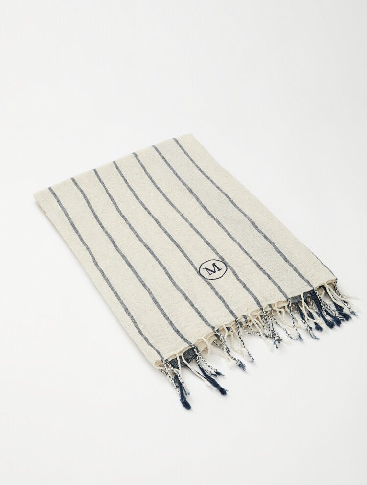 Capri Dark Blue/Beige Towel | Moeva | Towel | Each week unveils new pieces—luxury swimwear, fluid resort silhouettes, and elevated summer-to-evening essentials designed to carry you from coastal escapes to city nights.