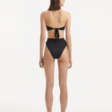 Gina Drewalowski-Clyde Black Bandeau High Waist Satin Bikini Set | Moeva | Bikini Sets | Each week unveils new pieces—luxury swimwear, fluid resort silhouettes, and elevated summer-to-evening essentials designed to carry you from coastal escapes to city nights.