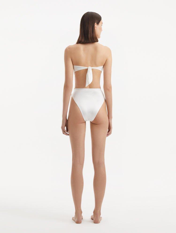 Clyde White High Waist Satin Bikini Bottom | Moeva | Bikini Bottom | Each week unveils new pieces—luxury swimwear, fluid resort silhouettes, and elevated summer-to-evening essentials designed to carry you from coastal escapes to city nights.
