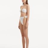 Clyde White High Waist Satin Bikini Bottom | Moeva | Bikini Bottom | Each week unveils new pieces—luxury swimwear, fluid resort silhouettes, and elevated summer-to-evening essentials designed to carry you from coastal escapes to city nights.