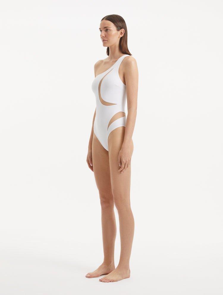 Sofi Tukker - Delta White One Shoulder Swimsuit | Moeva | Swimsuit | Each week unveils new pieces—luxury swimwear, fluid resort silhouettes, and elevated summer-to-evening essentials designed to carry you from coastal escapes to city nights.