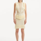 Diani Yellow Fringe Detail Sheer Panel Open Back Mini Dress | Moeva | Dress | Each week unveils new pieces—luxury swimwear, fluid resort silhouettes, and elevated summer-to-evening essentials designed to carry you from coastal escapes to city nights.