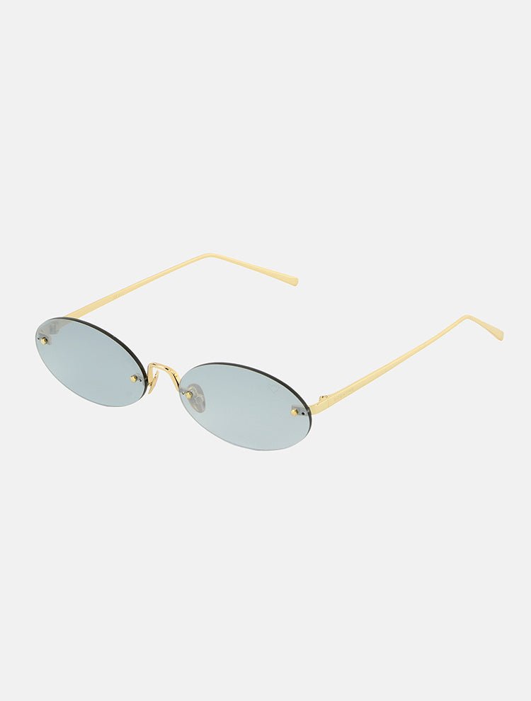 Front View of Duchamp Silver Sunglasses - Oval Shaped Sunglasses, Metal, MOEVA Luxury Swimwear   