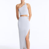 Eila Silver One Shoulder Knitted Crop Top | Moeva | Crop Top | Each week unveils new pieces—luxury swimwear, fluid resort silhouettes, and elevated summer-to-evening essentials designed to carry you from coastal escapes to city nights.