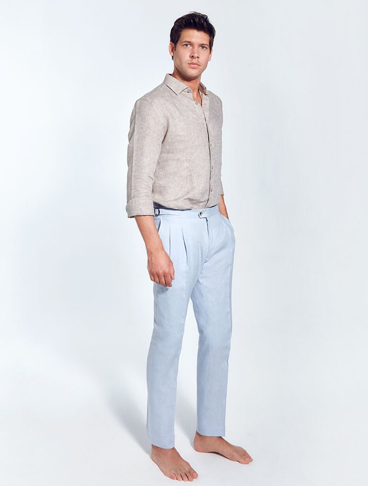 what to wear with light blue chinos men