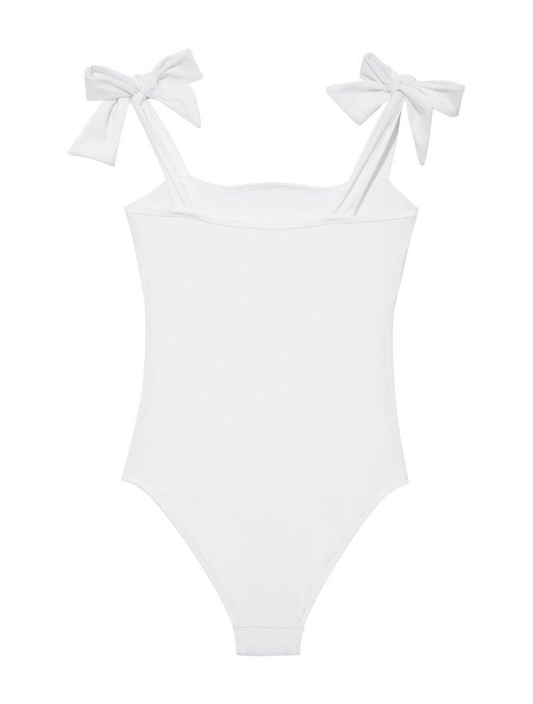 Everlee White Kids Swimsuit with Bow Strap Detail | Moeva | Swimsuit | Each week unveils new pieces—luxury swimwear, fluid resort silhouettes, and elevated summer-to-evening essentials designed to carry you from coastal escapes to city nights.