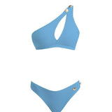 Eyre Baby Blue One Shoulder Mid Coverage Textured Bikini Set | Moeva | Bikini Set | Each week unveils new pieces—luxury swimwear, fluid resort silhouettes, and elevated summer-to-evening essentials designed to carry you from coastal escapes to city nights.